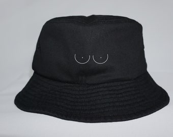 Bucket Hat, Boobs Bucket Hat, Black Bucket Hat, Custom Bucket Hat, Summer Cap, Fun Personalized Hats By GAG Threads