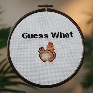 Funny Cross Stitch Pattern. Guess What Chicken Butt Joke.Hand Embroidery (PDF Instant Download) Subversive Needlepoint. Animal lover gift