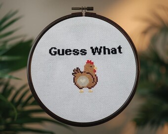 Patrón de punto de cruz divertido. ¿Adivina qué chiste sobre traseros de pollo? Bordado a mano (descarga instantánea en PDF). Bordado subversivo. Regalo para amantes de los animales.