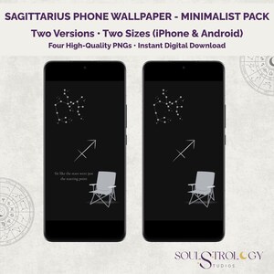 Minimalist Sagittarius Zodiac Phone Wallpaper | Dark Mode Astrology Art | Cosmic Clarity in HD | Digital Download for Mobile