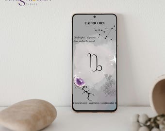 Original Capricorn Zodiac Phone Wallpaper | Aesthetic Astrology Art | Background Digital Download | Text & No Text Versions