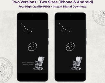 Minimalist Cancer Zodiac Phone Wallpaper | Dark Mode Astrology Art | Cosmic Clarity in HD | Digital Download for Mobile