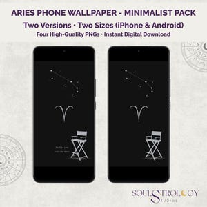 Minimalist Aries Zodiac Phone Wallpaper | Dark Mode Astrology Art | Cosmic Clarity in HD | Digital Download for Mobile