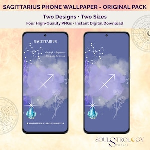 Original Sagittarius Zodiac Phone Wallpaper | Aesthetic Astrology Art | Background Digital Download | Text & No Text Versions