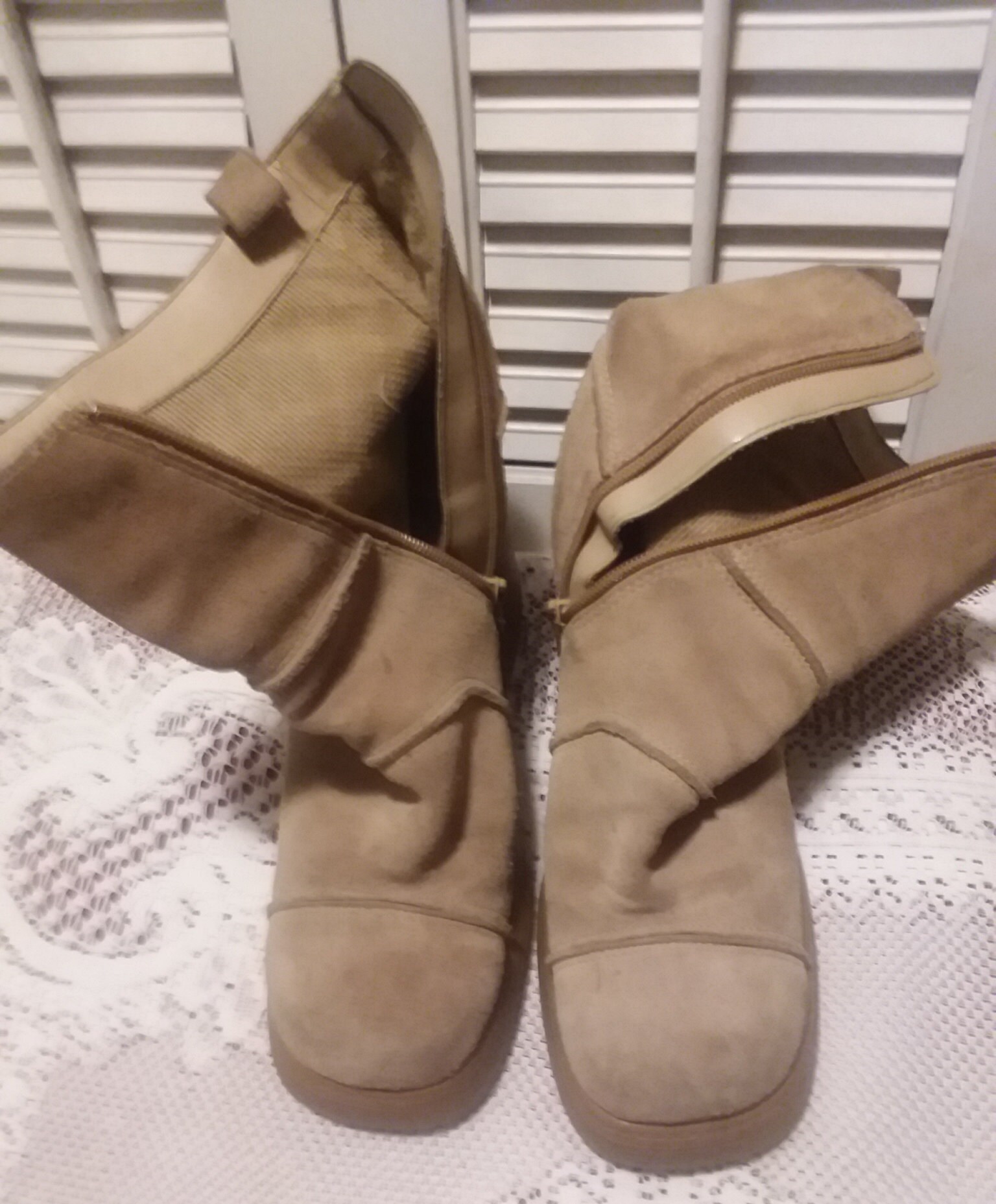 Vtg. Botas de Mujer Tan Beige Ante Botas Botas Tamaño 7.5 B Etsy