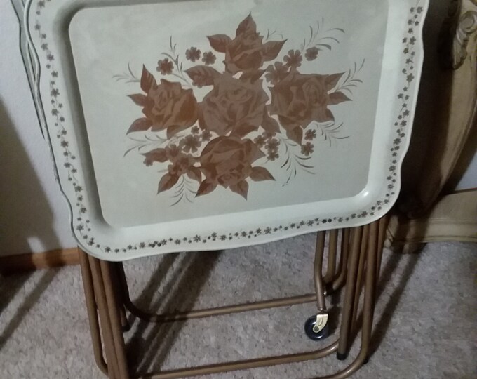 Four Metal Vintage Folding Trays Etsy