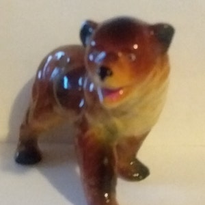 Porcelain Bear Vintage Brown Bear Figurine 4.5x3&quot;