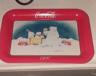 Coca Cola 1997 coke tipping metal tray 5x6"