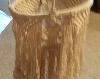 Rare Find! Mid Century Macrame Plant Light Hanger 6-7Ft Tall