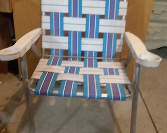 Vintage webbed folding lawn chair