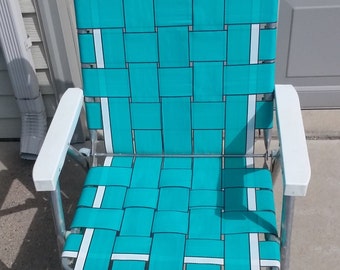 Folding aluminum patio beach chair Vintage