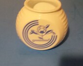 Anchor Hocking Fire King Virock Milk Glass Grease Jar Blue Circle