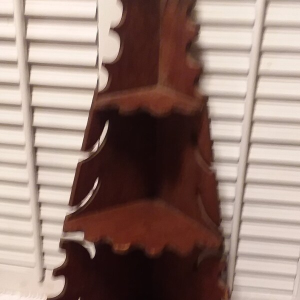 Wood Corner Knick Knack Shelf Hand carved