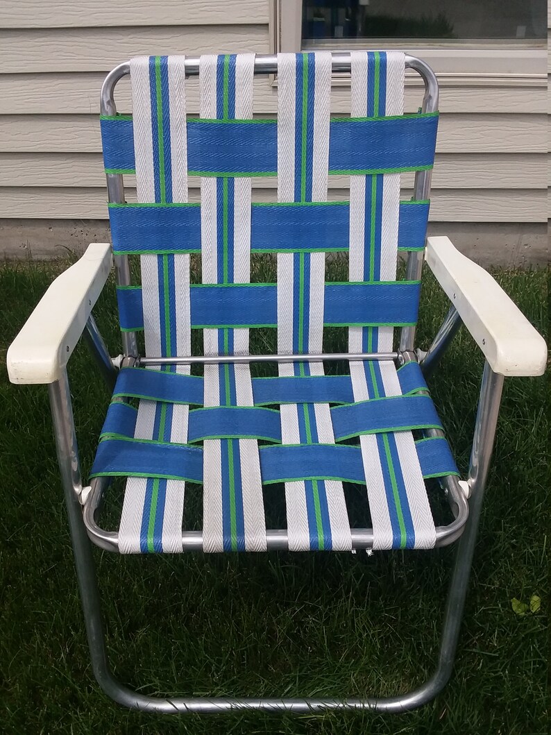 Vintage Aluminum Webbed Folding Lawn Patio Chair