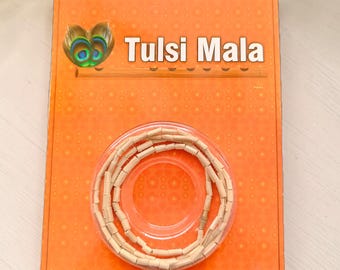 Mala de Tulsi Natural Fina (Contas Cilíndricas)
