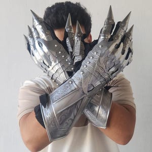 Gantelets Nazgûl gravés | Cosplay d'armure d'acier médiévale