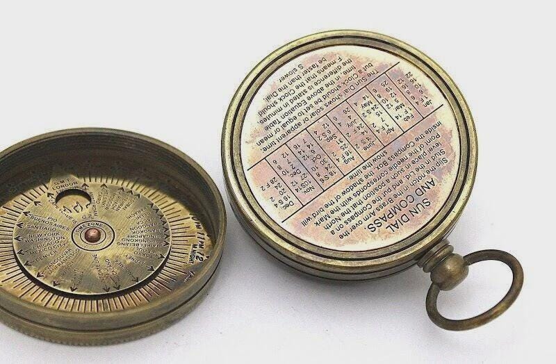 Brass Sundial Compass Vintage Dollond London Nautical Antique Compasses Solid