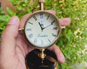 Antique Brass Desk Clock Mechanical Style Vintage Table Top Decorative Gift