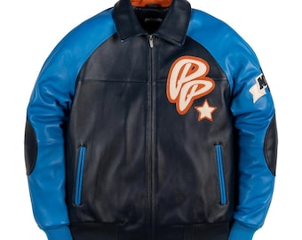 Men’s P-P Varsity Star Leather Jacket Premium Streetwear Style