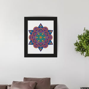 Poster con cornice Mandala: arredamento boho per la casa, arte della meditazione yoga
