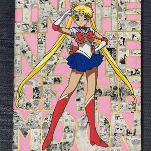 Sailor Moon ***READY TO SHIP*** Painting Over Manga Panel Lettering on 8 x 10 Canvas - Light Pink