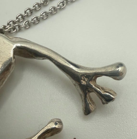 Sweet Solid Sterling Silver Hanging Frog and neck… - image 8