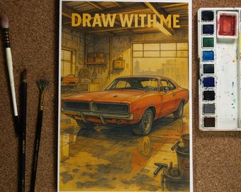 Vintage Garage Coloring Pages: 30 Classic Car Scenes (Printable PDF)
