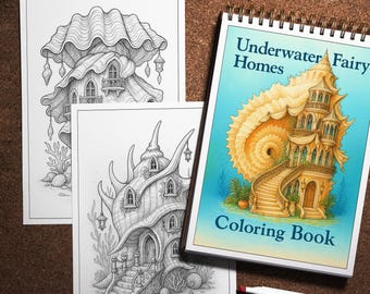 Underwater Fairy Homes| Whimsical Seashell Houses Coloring Book (30 Pages)