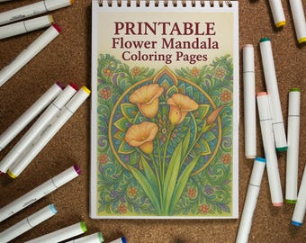 Mandalas florales para colorear: 60 diseños botánicos (PDF imprimible)
