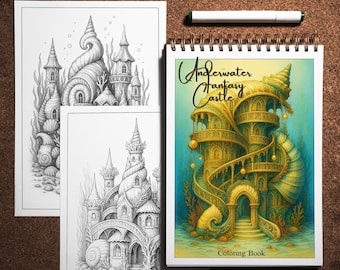 Ocean Fantasy Coloring Book: 25 Underwater Castle Pages (PDF Download
