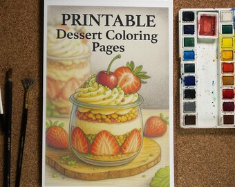 Dessert Coloring Book: 22 Sweet Treat Illustrations (Printable PDF)