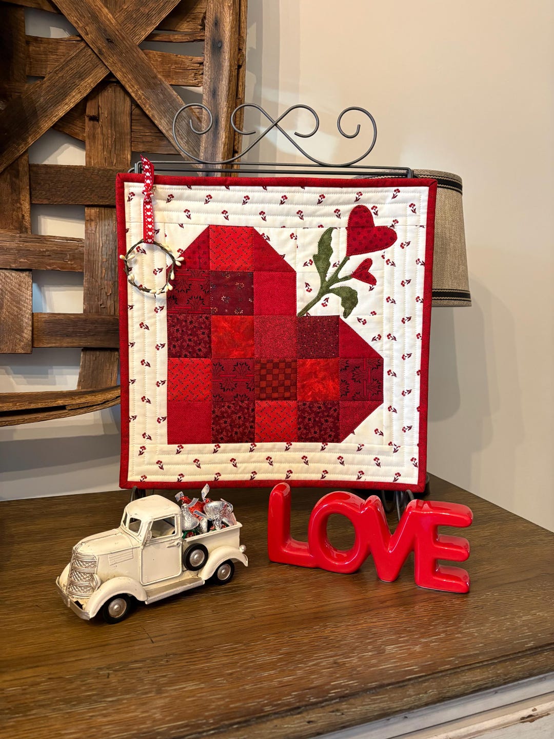 Handmade Quilted Wall Hanging / Valentines / Patchwork Red Heart - Etsy