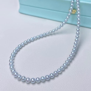 Certified Japanese Akoya Pearl Necklace – 4-4.5mm Silver-Blue “Sky Mirror” Luster – Baby Rainbow Glow – Near Flawless – Elegant Minimalist J