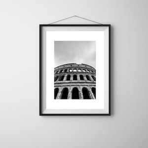 Italy Rome Colosseum Digital Print Black and White | Wall Art | Roman Architecture Poster | Instant Download | Home Decor