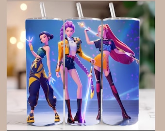 Copo Kpop Demon Tumbler PNG, design de copo fino de sublimação de 20 oz, design de sublimação de demônio, download de copo engraçado PNG