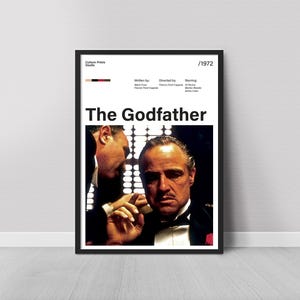 Plakat filmowy &quot;Ojciec chrzestny&quot;, plakat filmowy Francisa Forda Coppoli, grafika ścienna do filmów kryminalnych, dekoracje do kina z motywem mafii, Al Pacino, Marlon Brando, pobieranie cyfrowe