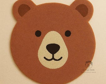 Bear Shaped Nursery Rug, Hand Tufted Wool Kids Room Carpet, Teddy Bear Rug