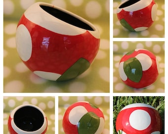 Piranha Plant Ceramic Tilted Bowl (Made to Order and Customizable)
