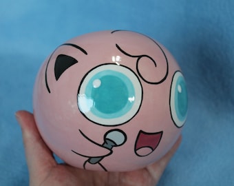 Jigglypuff Ceramic Tilted Bowl (Made to Order and Customizable)