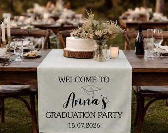 Camino de mesa personalizado para graduación, decoración de mesa para fiesta de graduación, letrero con nombre personalizado, regalo de graduación, tapiz de la promoción de 2026