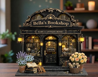 Bloque de madera plano 2D personalizado para librería, adorno personalizado para estantería de tienda, decoración para rincón de lectura, regalo para amantes de los libros.