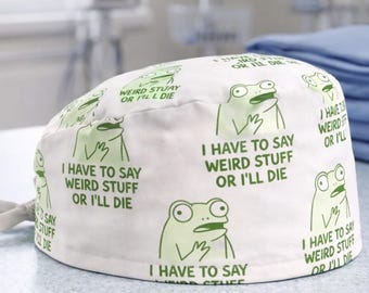 Gorro quirúrgico divertido de rana, gorro médico con meme con frases raras, regalo para enfermero/a cirujano/a, gorro quirúrgico cómodo y ajustable.