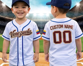 Camiseta de béisbol personalizada de Venezuela 2026, camiseta de béisbol personalizada de Venezuela, regalos para fanáticos del béisbol, Venezuela Libre, conjunto familiar a juego.