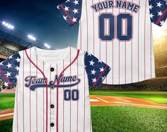Camiseta de béisbol personalizada del 250 aniversario de Estados Unidos, camiseta de béisbol a medida, camiseta del 4 de julio de EE. UU., camiseta de béisbol patriótica, atuendo para el día del partido.