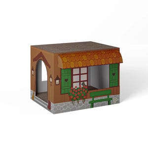 Niche pour chat Alpine Hut avec griffoir | Maison amusante | Niche en carton pour chat | Niche design Alpine Hut | Cadeau pour chat