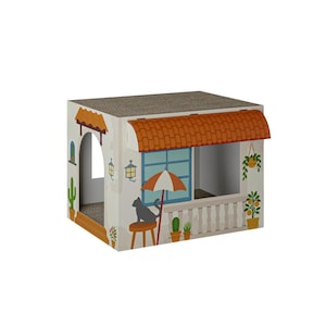 Maison pour chat Finca avec griffoir | Maison amusante | Maison en carton pour chats | Grotte pour chats Finca | Cadeau pour propriétaires de chats