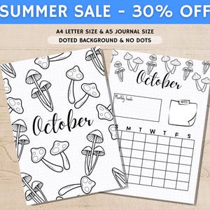 October Title Page - Summer Journal Title - October Calendar - PRINTABLE Calendar - Journal Title Page and Calendar - October Cover Page