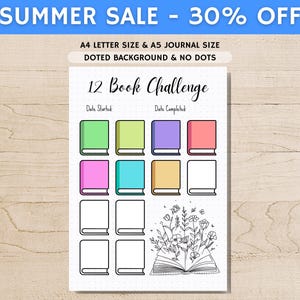 12 Book Reading Challenge - PRINTABLE Journal Page - Reading Tracker - Reading Log - Printable Planner Page- Book Challenge - Reading Game