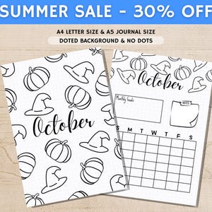 October Title Page - Summer Journal Title - October Calendar - PRINTABLE Calendar - Journal Title Page and Calendar - October Cover Page