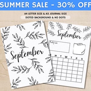 September Title Page - Summer Journal Title - September Calendar - PRINTABLE Calendar - Journal Title Page and Calendar - September Cover